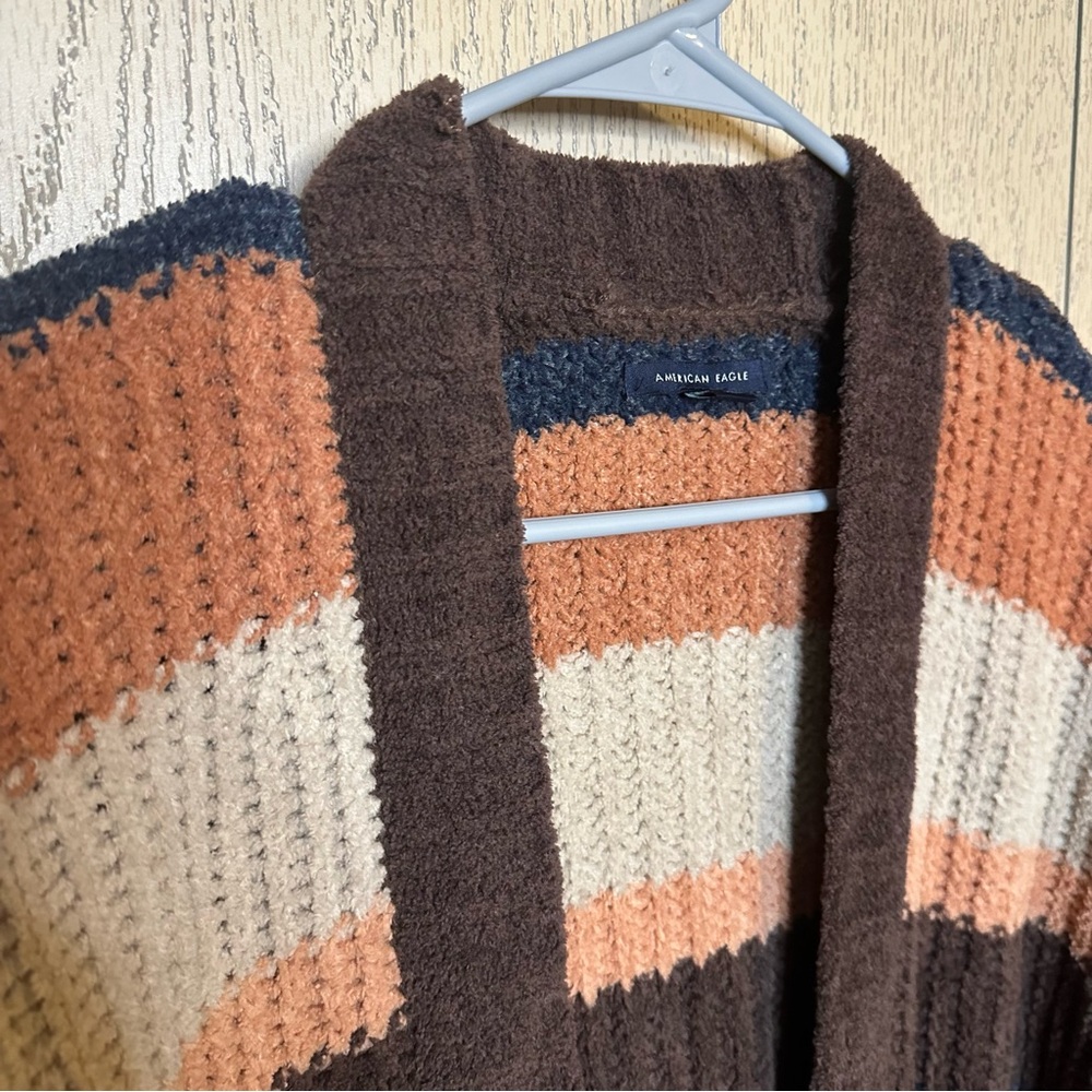 American Eagle Multicolored Striped Open Front Sweater Cardigan Oversized XS/S - Picture 5 of 12